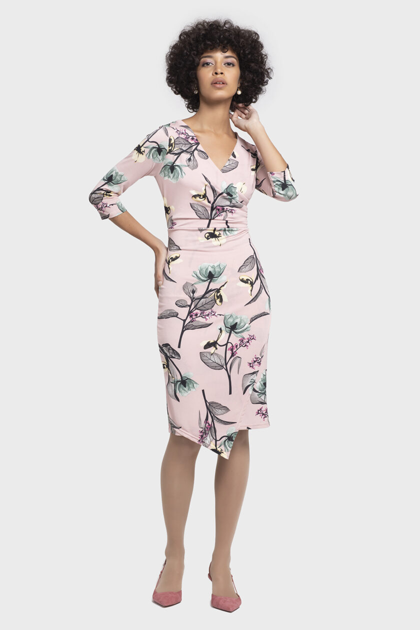 Flower Silky Pink Dress