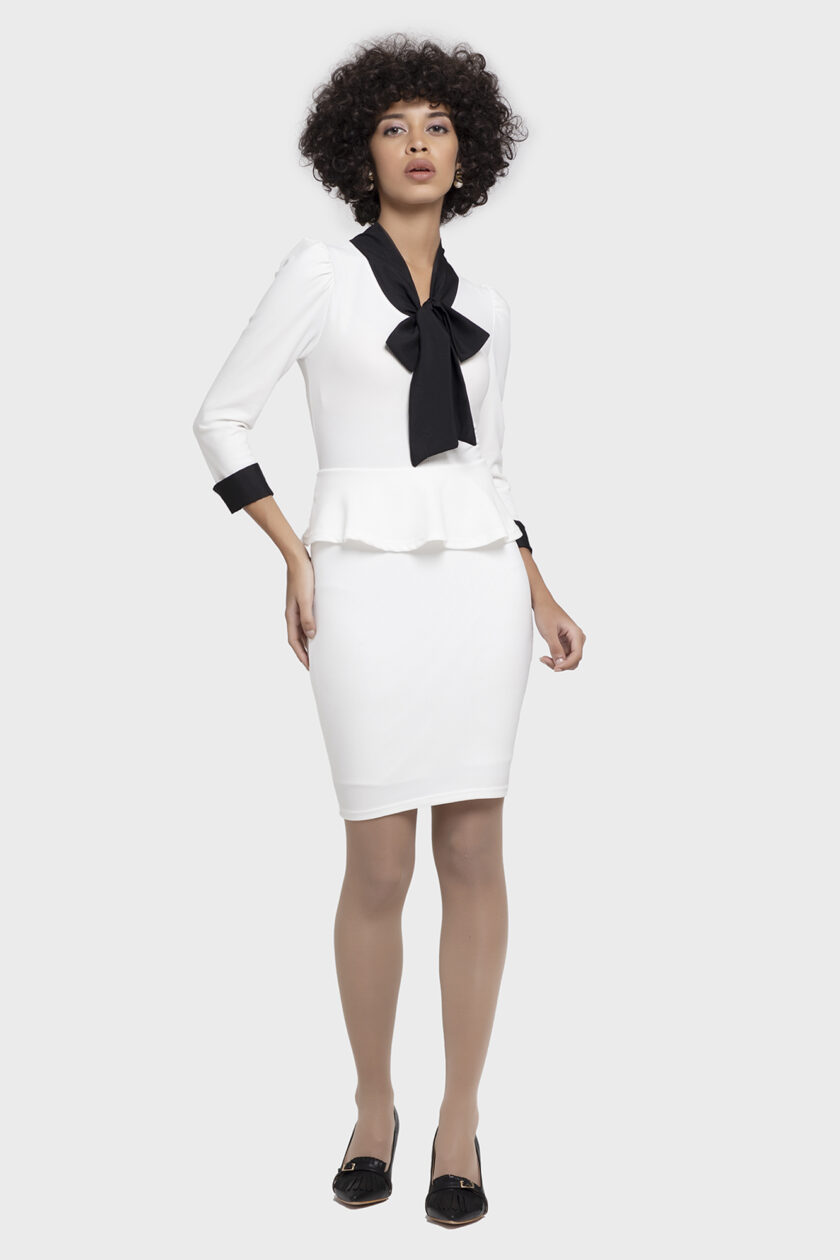 Ivory Scarf Peplum Dress