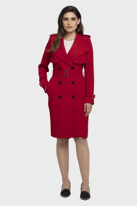 Red Seleup Vivid Autumn Coat