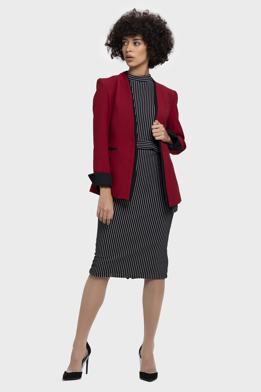 Red Lapel Cuff Jacket