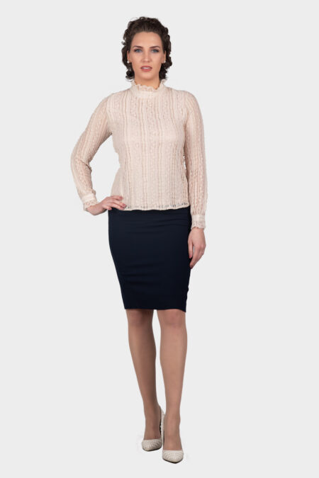 High-Neck Lace Blouse