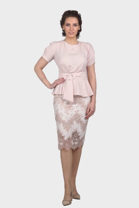 Pink Flare Belt Blouse