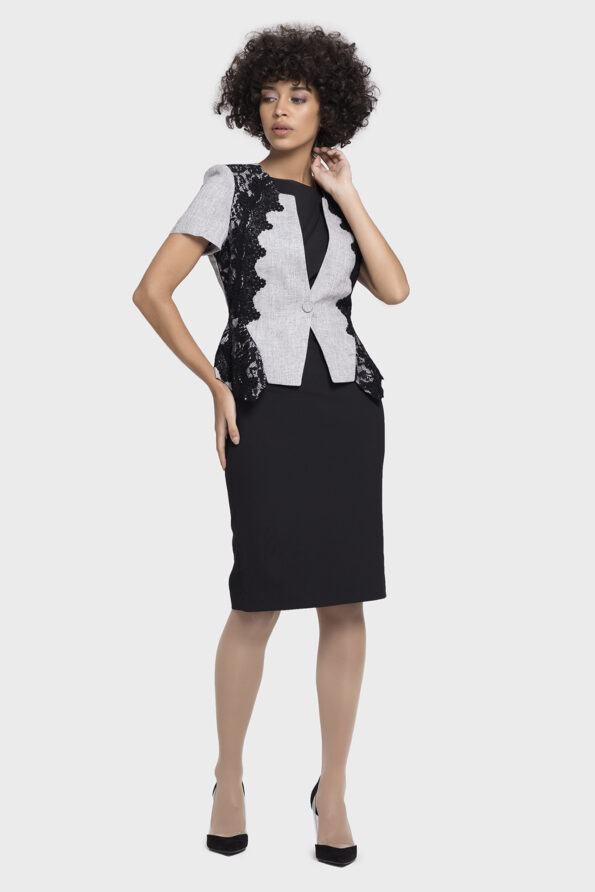 Elegant Lace Gray Jacket - Image 6