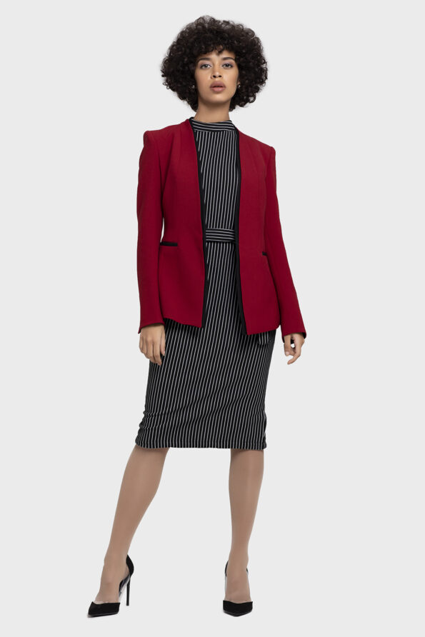 Red Lapel Cuff Jacket - Image 3