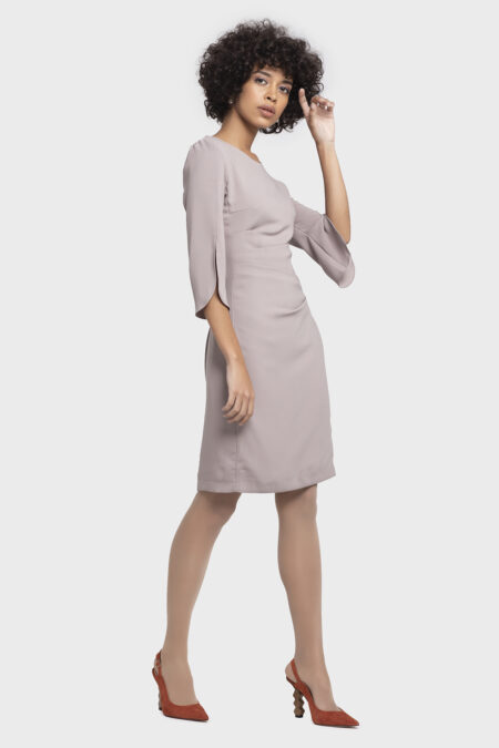 Beige Slit Sleeves Dress