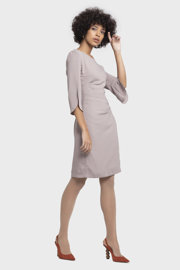 Beige Slit Sleeves Dress