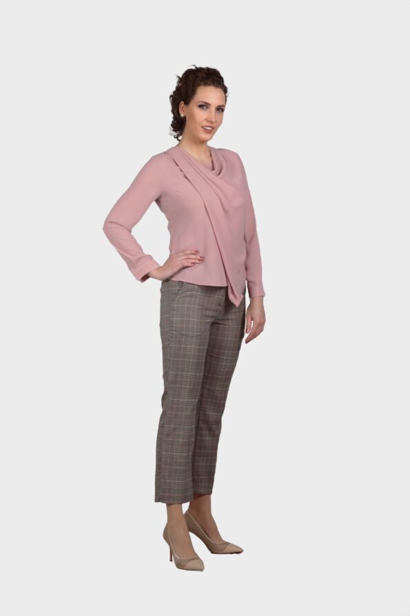 Pink Draping Cowl Neck Blouse - Image 4
