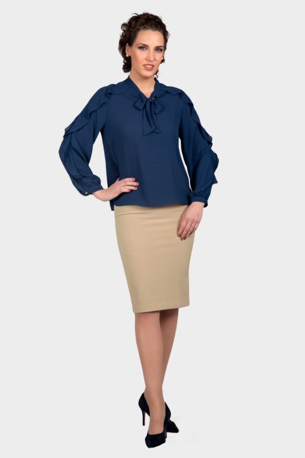 Sleeve Ruffled Tie Neck Blouse - Image 7