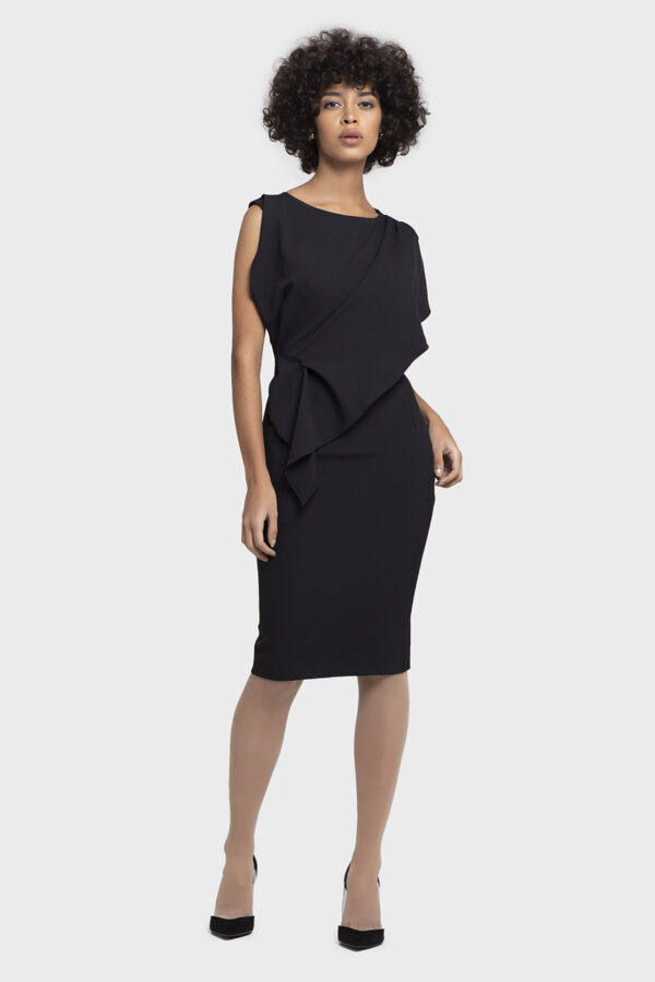 Lux Cape Draping Shirring Dress - Image 4