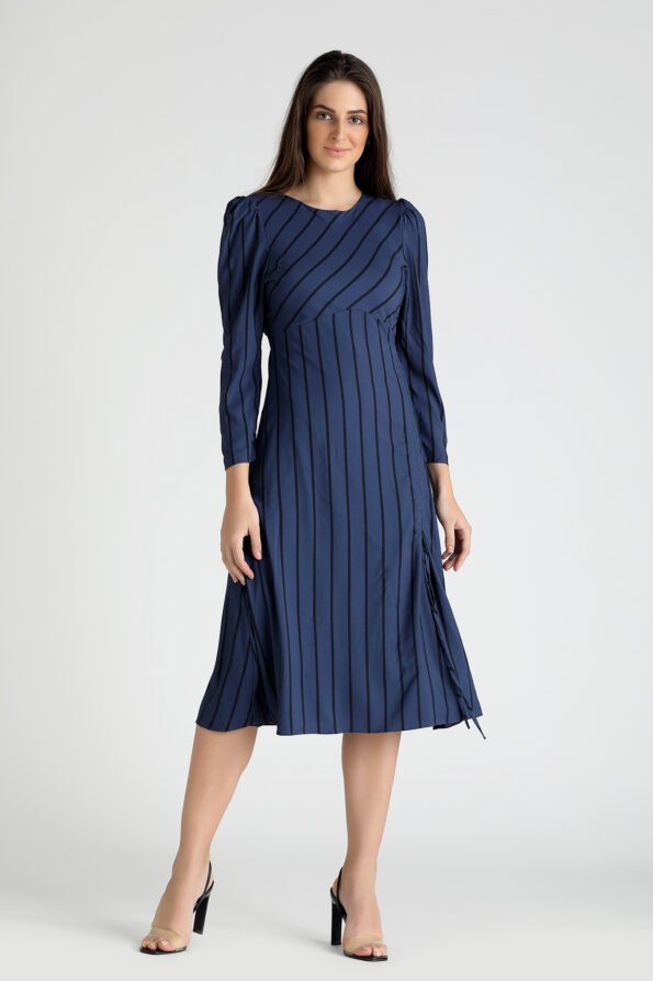 Blue Stripped Long String Dress