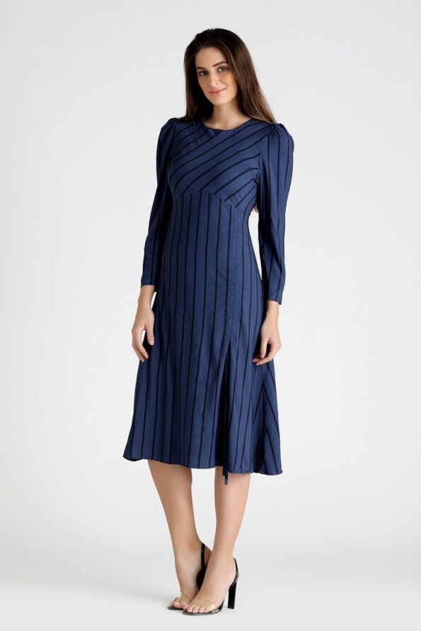 Blue Stripped Long String Dress - Image 5