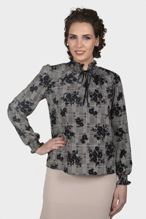 Glencheck Flower Blouse - Image 2