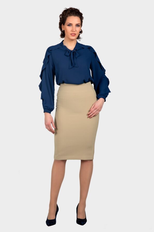Sleeve Ruffled Tie Neck Blouse - Image 6