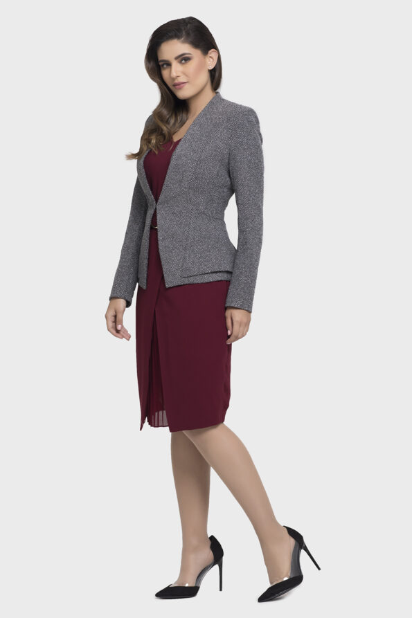 Gray Side Peplum Jacket - Image 5