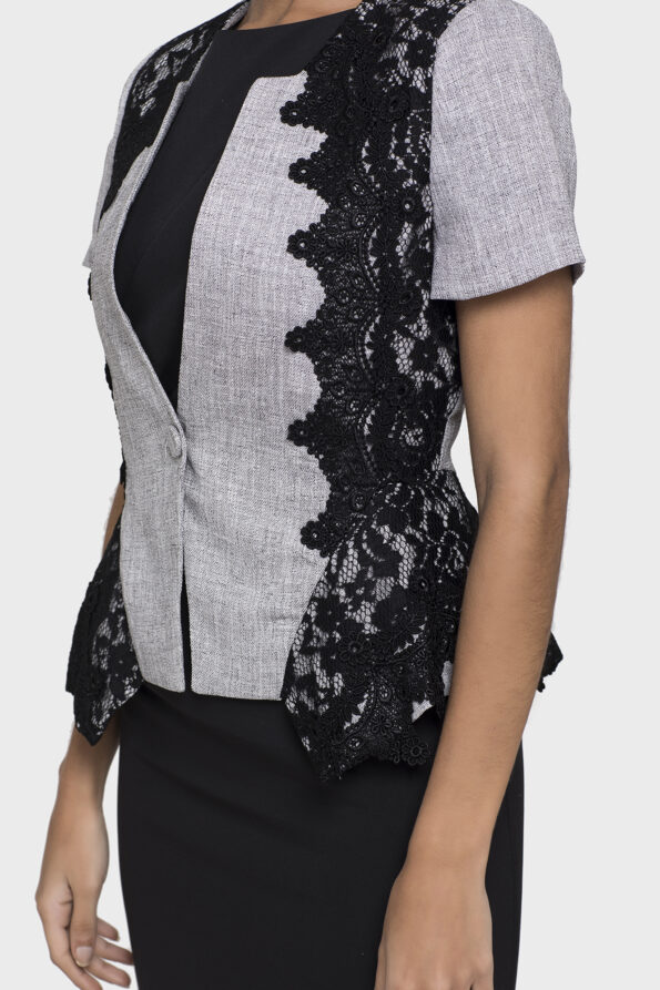 Elegant Lace Gray Jacket - Image 2