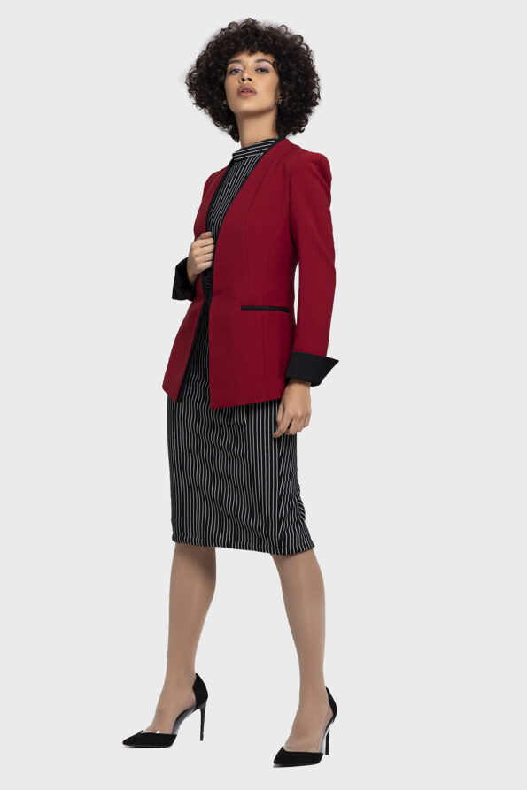 Red Lapel Cuff Jacket - Image 7