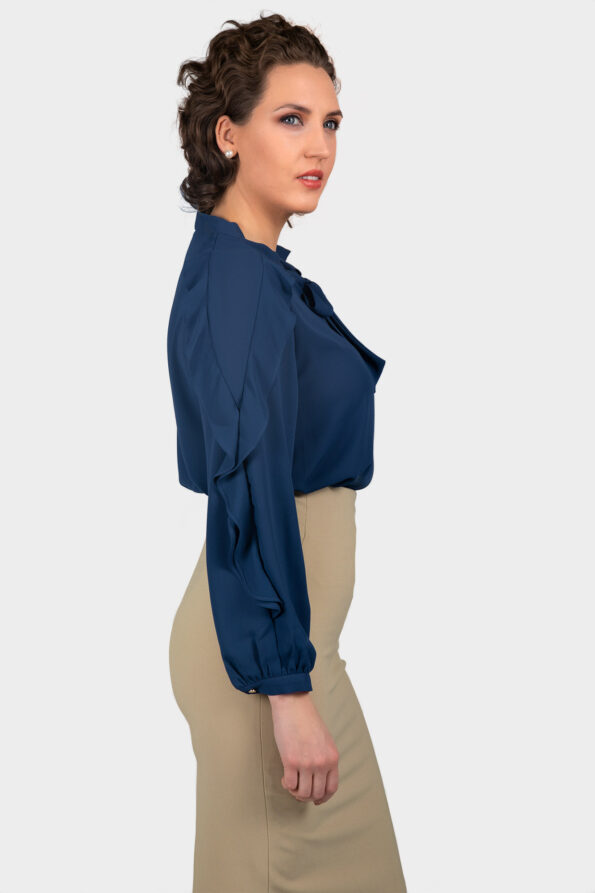 Sleeve Ruffled Tie Neck Blouse - Image 3