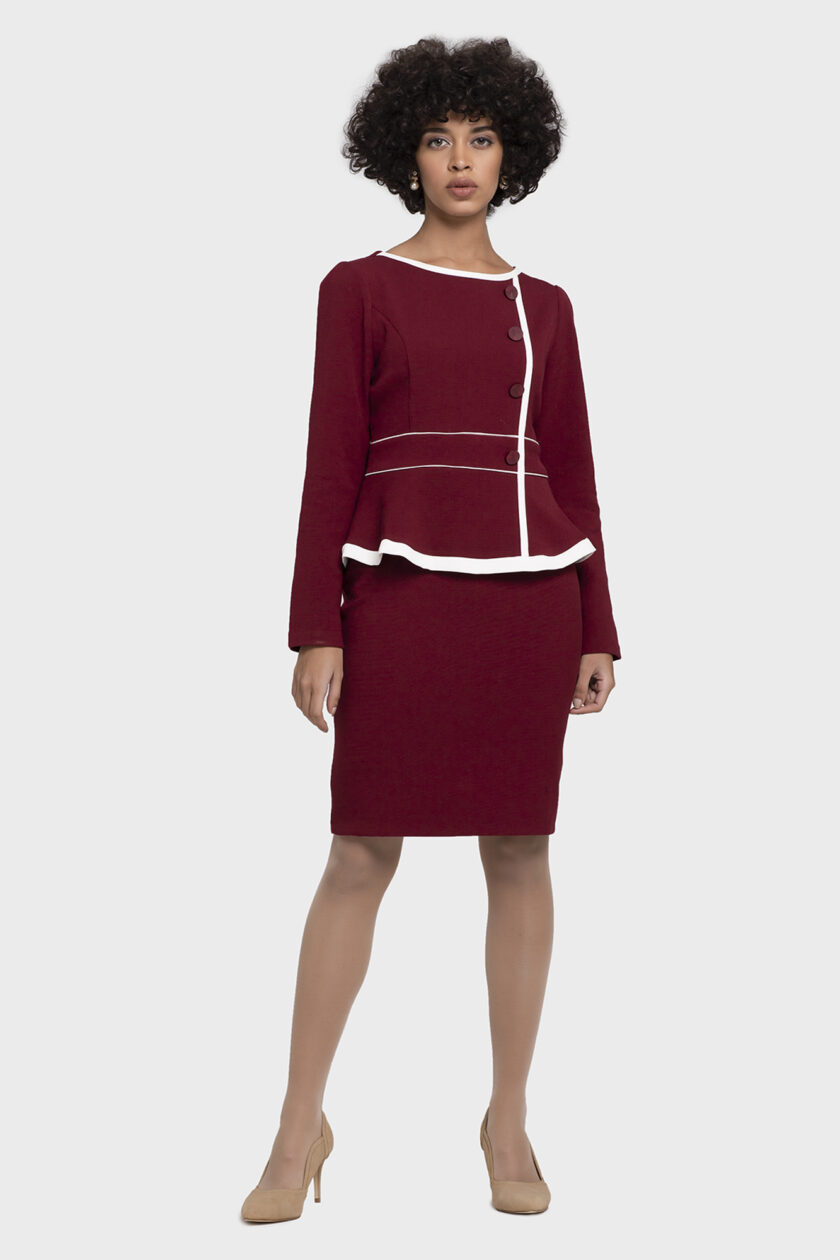Button Bias Peplum Dress